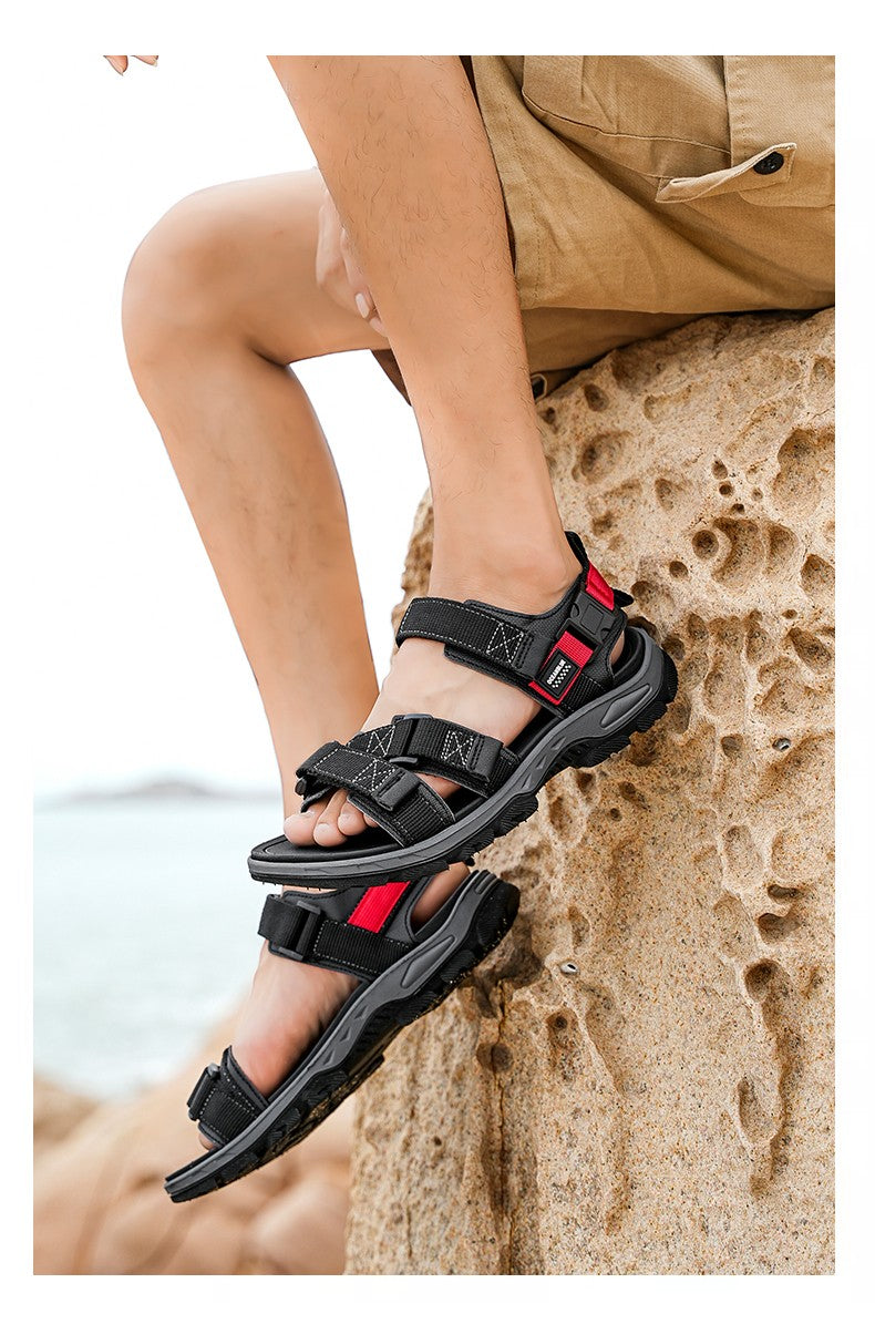 Flat Sandals Summer Mens Breathable Holidays Beach Shoes Open-Toe Outdoor Casual Travel Hiking Sandials