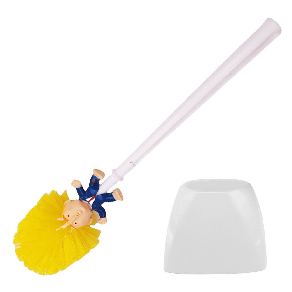 Funny Toilet Cleaning Brush Novelty Donald Bathroom Toilet Brush with Holder Toilet Bowl Brush Gift Household Accessories