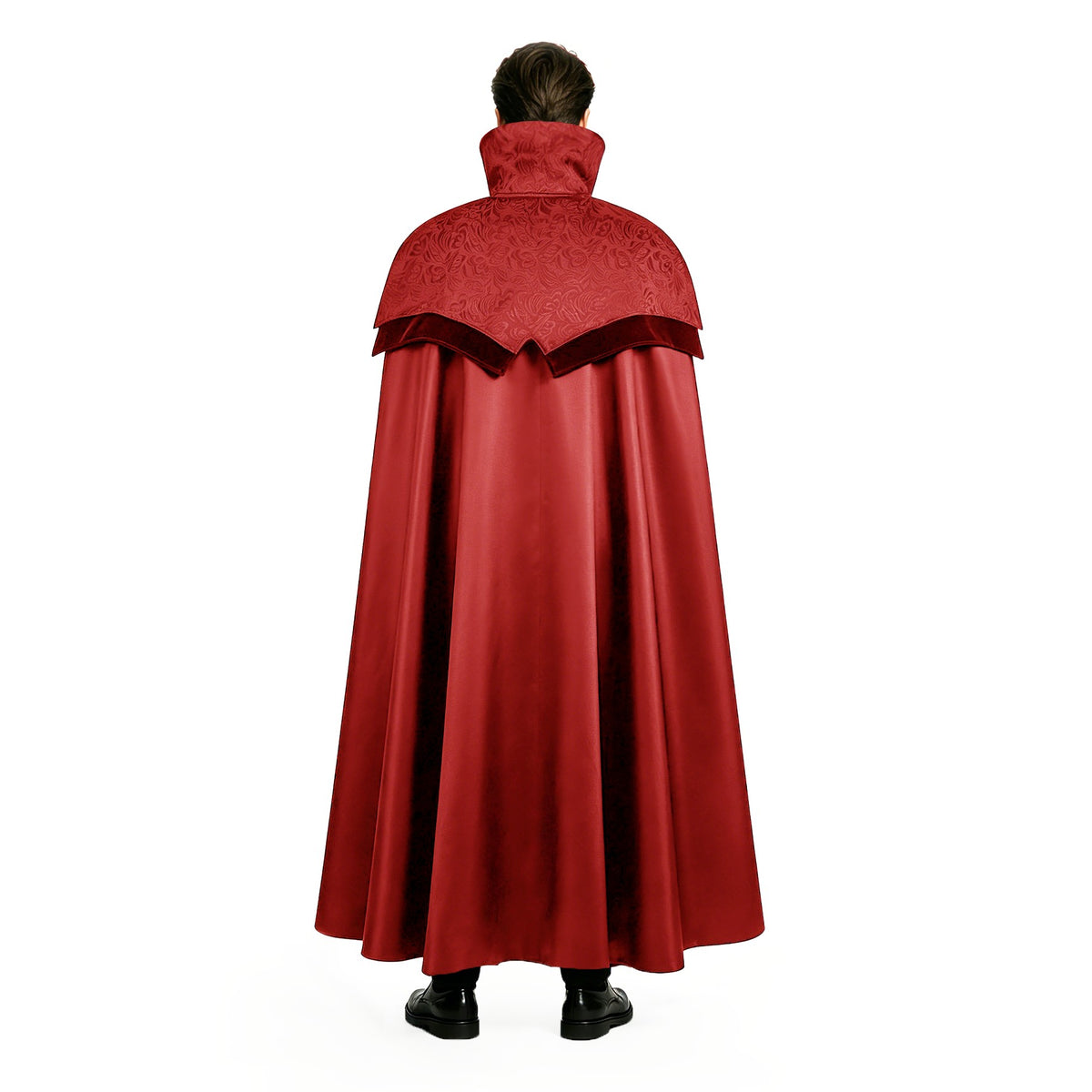 Men's Gothic Long Poncho Vampire Costume Halloween Cosplay Clothing Medieval Steampunk Stand Up Collar Black Wizard Costumes