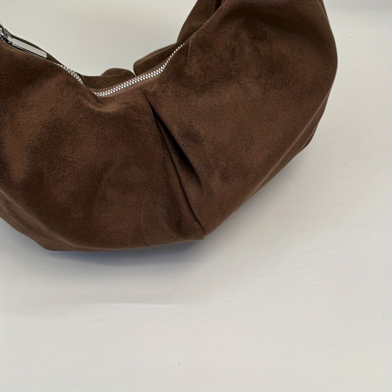 Retro Suede Leopard Print Saddle Bag for Women, Trendy Autumn and Winter Fashion, Underarm Bag, Large Capacity Handbag