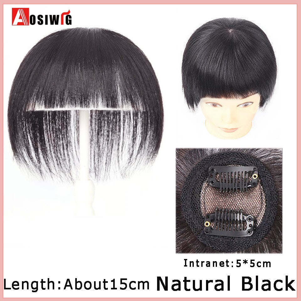 Perucas de cabelo encaracolado sintético AOSI castanho preto, substituição de extensões de cabelo tipo topete, apliques femininos com franja