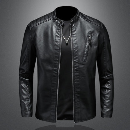 Men White Locomotive Leather Jackets Moto Biker Pu Leather Coats High Quality Male Spring Autumn Slim Leather Jackets Size 5XL