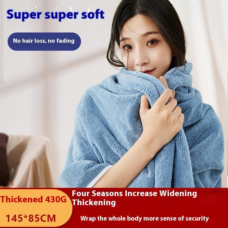 Bath towel, luxurious coral fleece soft bath towel, gentle on skin, quick-drying, versatile in bathroom, 85*145cm, 430g