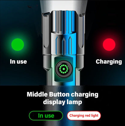 Portable Strong Light LED Flashlight Rechargeable Telescopic Zoom Torch Safety Emergency Light for Outdoor Camping Cycling Lamp