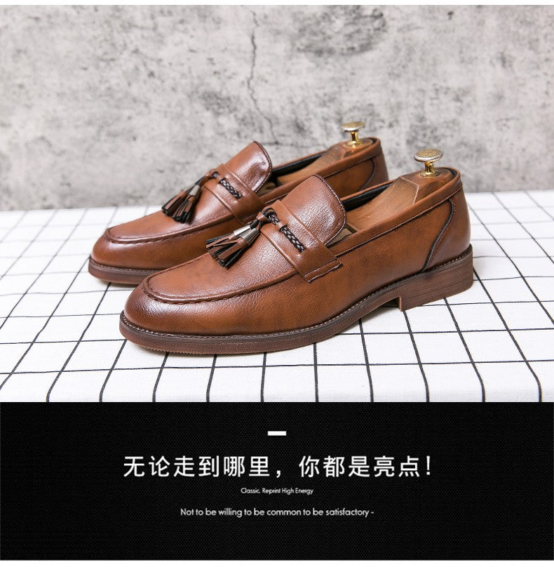 Formal Leather Shoes For Men Classic Men's Dress Shoes Tassel Social Leather Brouge Shoes Men Casual Business Leather Loafer Man