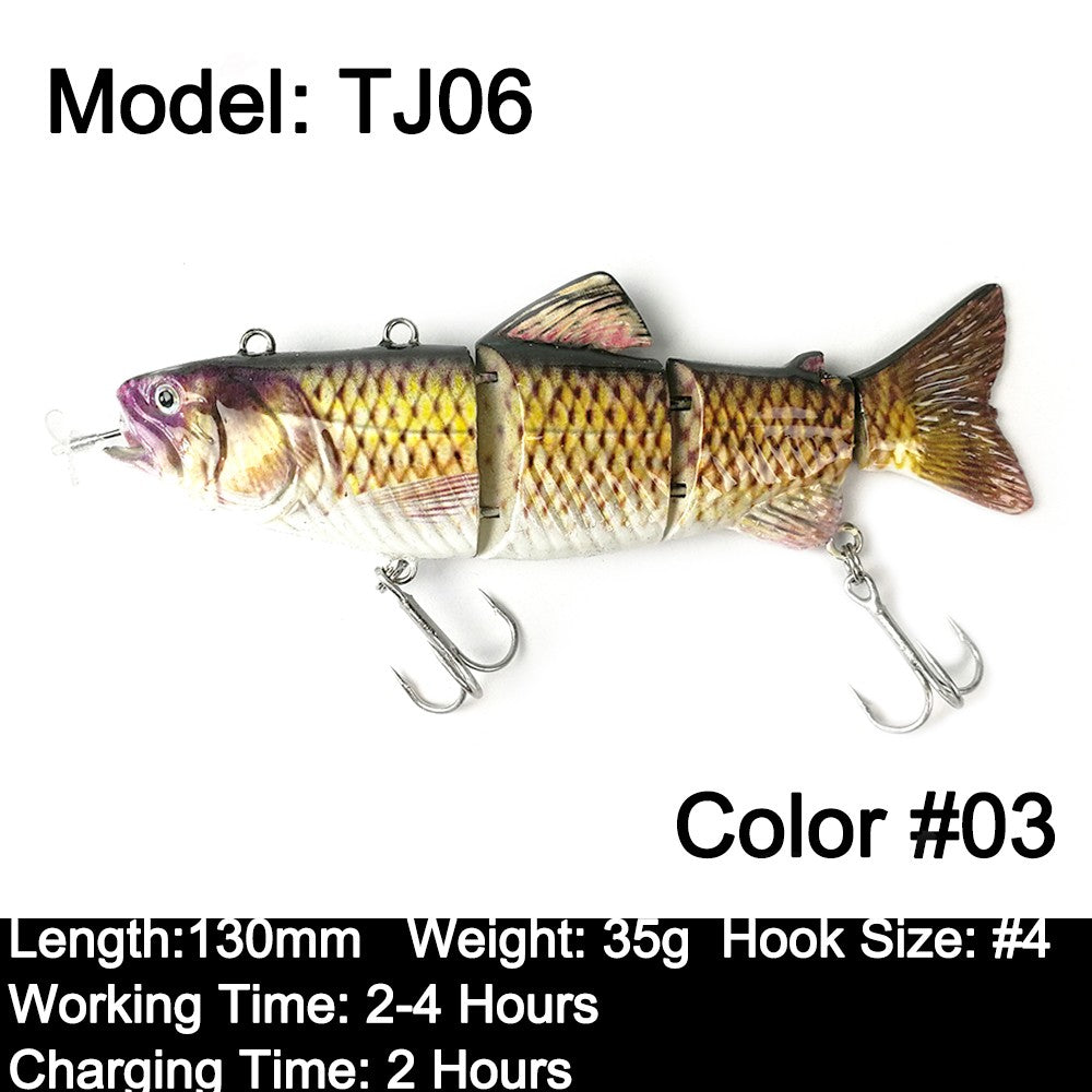 Iscas Robóticas de Natação 130mm 4 Segmentos Swimbait 35/54g Pesca Auto Elétrica Wobblers Recarregável USB Luz LED Para Baixo e Lúcio
