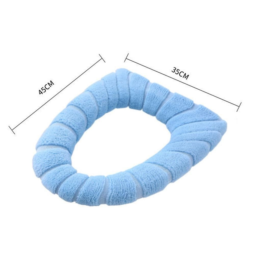 Assento Sanitário Quente de Inverno Capa de Vaso Sanitário Tapete 1Pç Acessórios de Banheiro Laváveis Tricô Cor Pura Almofada Macia em Formato de O Assento do Vaso Sanitário