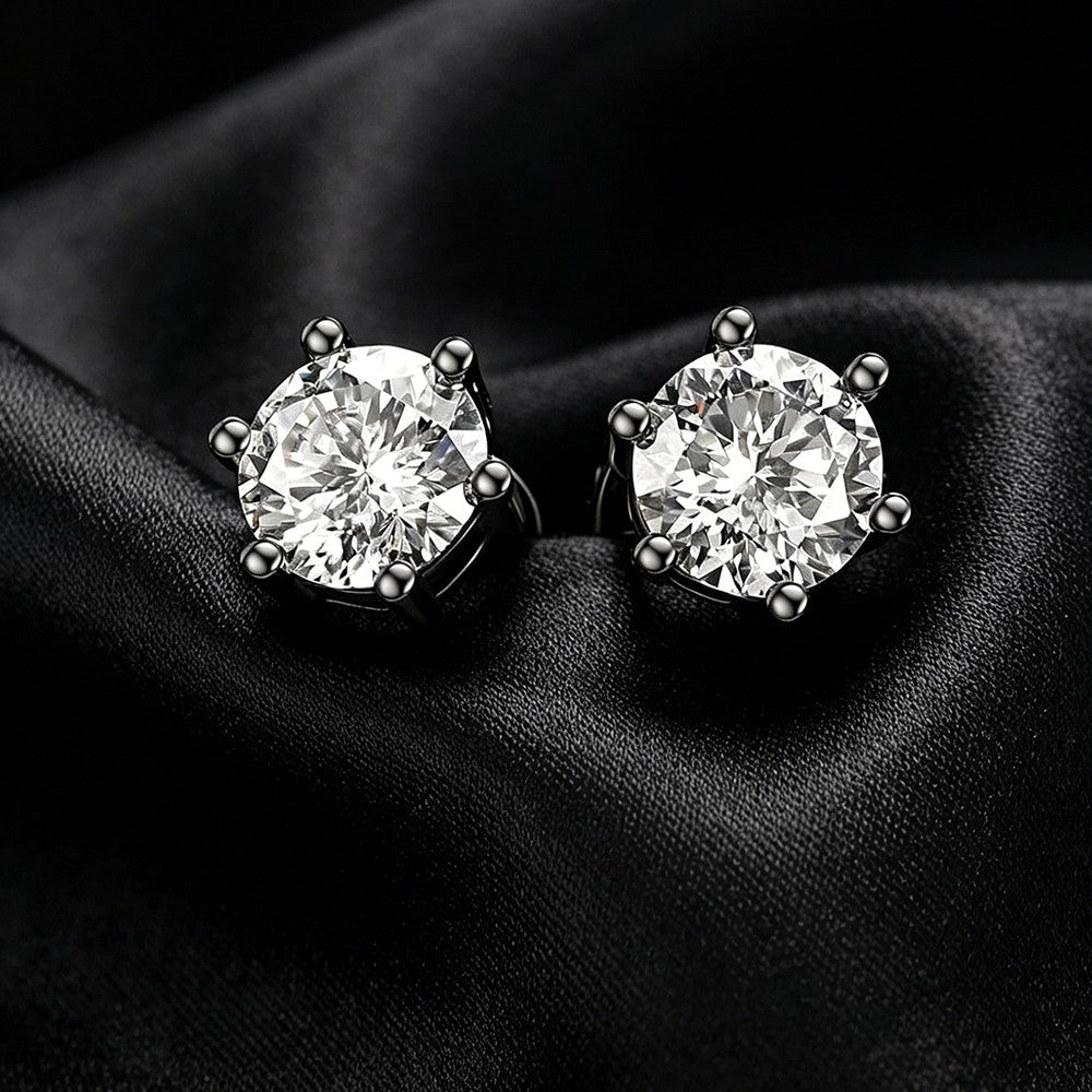 S925 Sterling Silver Four/Six Jaw Moissanite Earrings VVS1 White&Black Moissanite GRA Certified Male And Female Earrings Gift