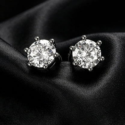 S925 Sterling Silver Four/Six Jaw Moissanite Earrings VVS1 White&Black Moissanite GRA Certified Male And Female Earrings Gift