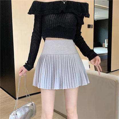Wool Skirt Women High Waist Pleated Mini Skirt with Bulit-in Shorts Tennis Skirt Teen-girl Fall Winter Vintage Academia Outfit