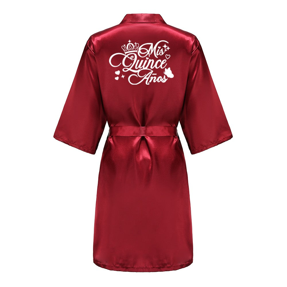 Mis15 Años Robe 15 Years Girl Birthday Party Robes Quinceanera Robe Mis XV Bathrobe Silkly Nightgown