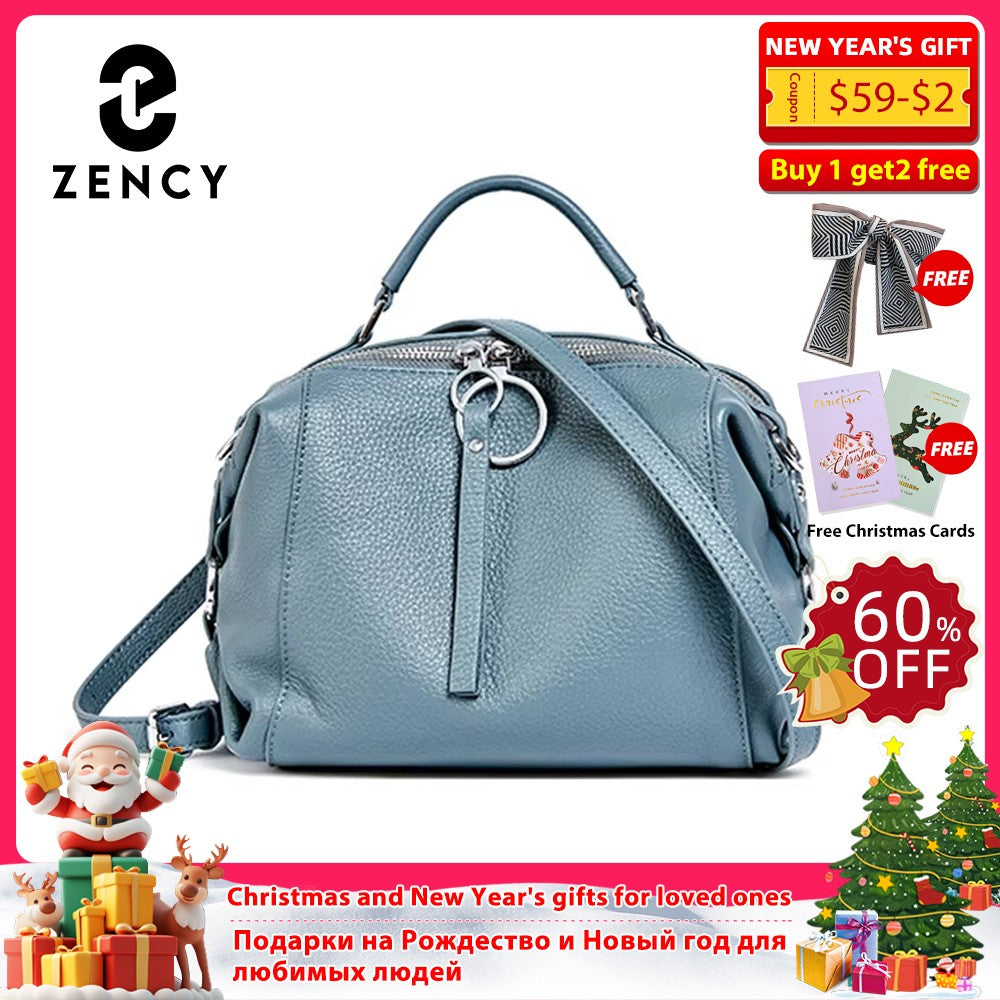 Zency Women's Handbag Genuine Leather Cowhide Cross Body Bags Ladies Shoulder Top Handle Satchel Trendy 2025 Pillow Bags Shopper