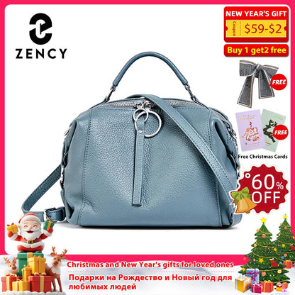 Zency Women's Handbag Genuine Leather Cowhide Cross Body Bags Ladies Shoulder Top Handle Satchel Trendy 2025 Pillow Bags Shopper