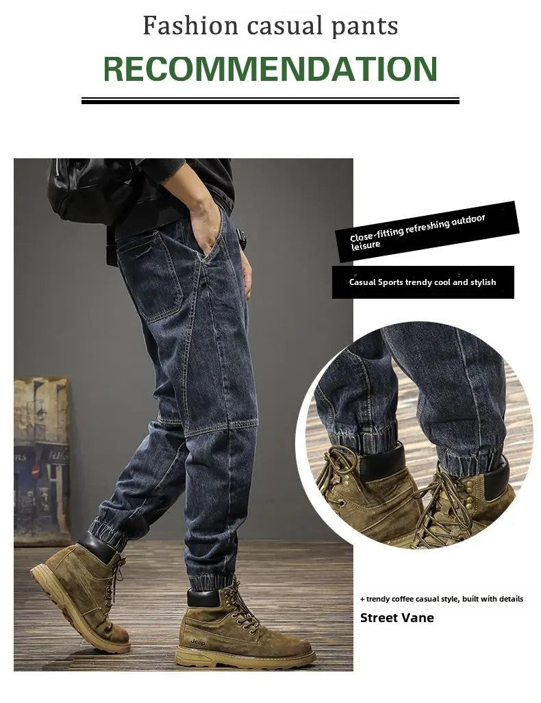 Calça Jeans Masculina Solta Moda Outono Inverno Calça Harem Casual Calça Comprida Roupa de Trabalho Confortável