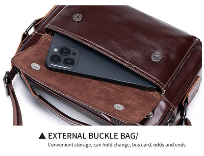 STEEL LION top layer cowhide men's single shoulder diagonal cross bag casual sports horizontal mobile phone bag genuine leather