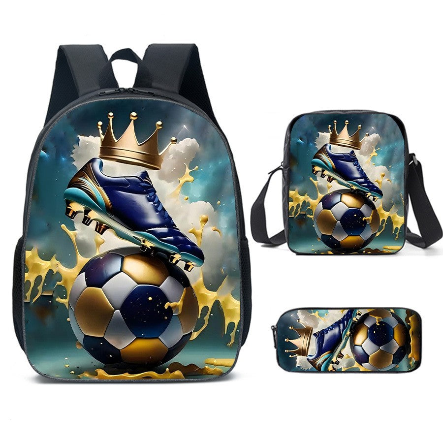 Luxury Popular football 3D Print 3pcs/Set pupil School Bags Laptop Daypack Backpack Inclined shoulder bag Pencil Case
