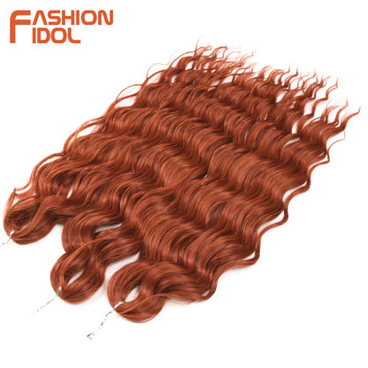 FASHION IDOL Cabelo de Crochê Torção Laranja Extensões de Cabelo Trançado de Onda Profunda Sintética Cabelo Onda de Água 24 Polegadas Fibra Resistente ao Calor