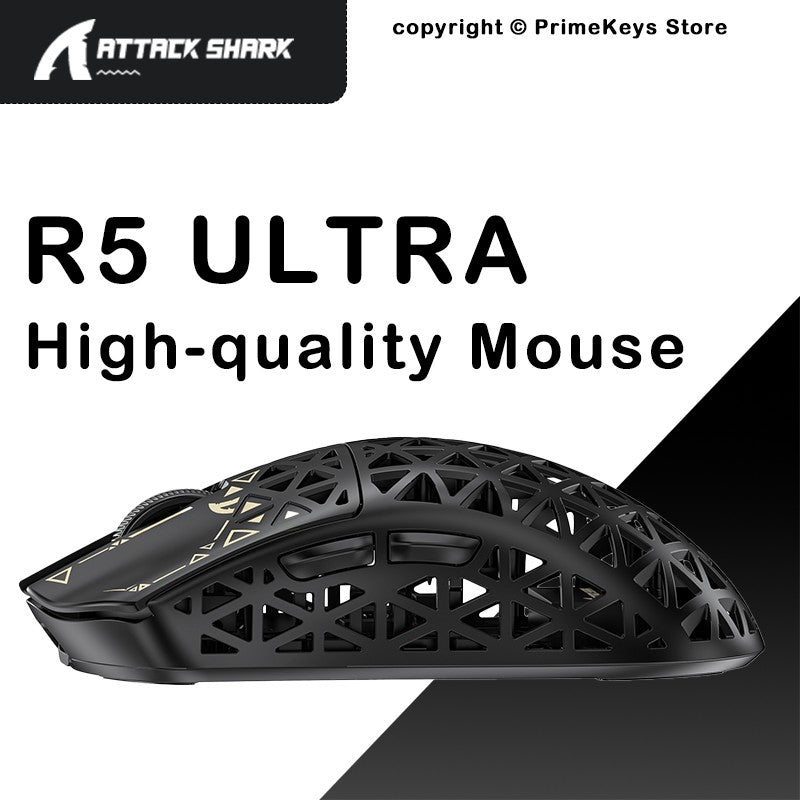ATTACK SHARK R5 Ultra Wireless Gaming Mouse 39g Lightweight Carbon Fiber 8K Polling PAW3950MAX 42000 DPI Tri-Mode Esports Mouse