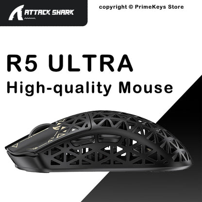 ATTACK SHARK R5 Ultra Wireless Gaming Mouse 39g Lightweight Carbon Fiber 8K Polling PAW3950MAX 42000 DPI Tri-Mode Esports Mouse