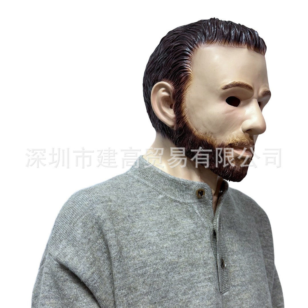 Old Man Mask Full Head Realistic Grandpa Face Wig Scary Elderly Costume For Halloween Party Centerpiece Home Display For Adults