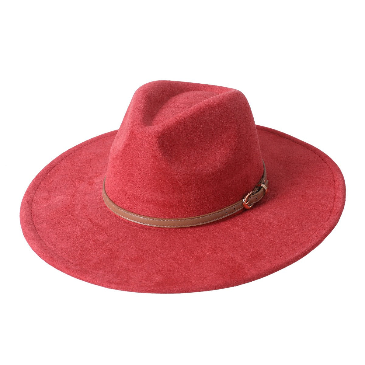 Chapéu fedora de aba larga com cinto de camurça vegana em formato de coração para homens e mulheres chapéu jazz de feltro chapéu feminino clássico