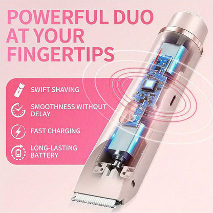 2-in-1 dual-head electric epilator and shaver for underarms, legs and face hair removal, birthday/Christmas gift