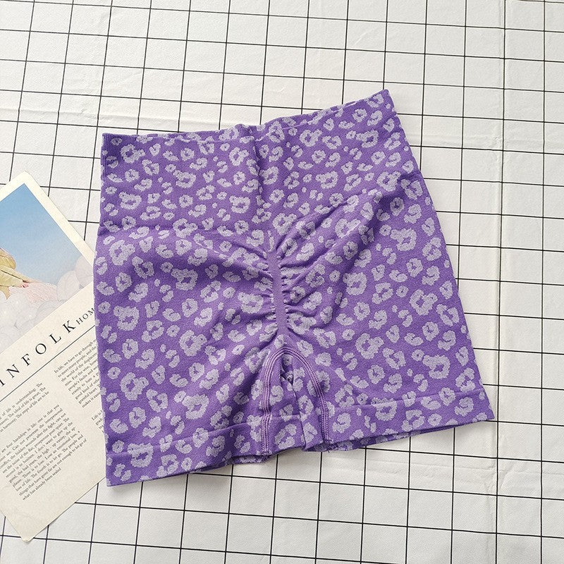 Women's Leopard Print High-Waisted Biker Shorts-Peach Butt-Lifting,Slim-Fit,Quick-Drying,Stretchy for Running,Yoga & Fitness