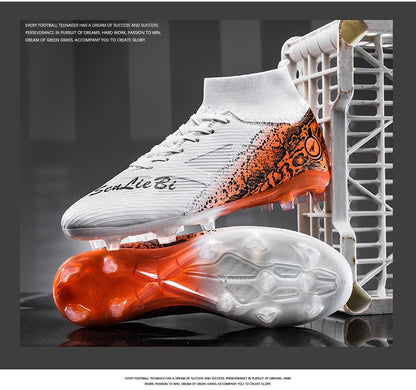 High-top Football Boots, Long Spikes Football Boots, Professional Firm Ground Non-Slipping Training Soccer Cleats for Big Boys