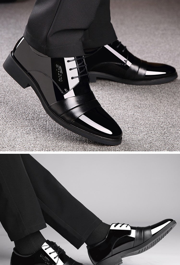 Social Shoe for Men Casual Business Patent Leather Dress Shoes Man Bright Upper Pointed Toe 2025 Trend Office Suit Footwear New