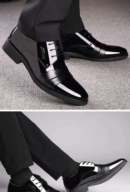 Social Shoe for Men Casual Business Patent Leather Dress Shoes Man Bright Upper Pointed Toe 2025 Trend Office Suit Footwear New