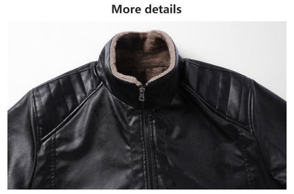 Winter Fleece-lined Leather Jacket Men 2025 New Coat Men's Top Windproof Leisure Mens Streetwear Zipper Retro Moto Biker Jackets