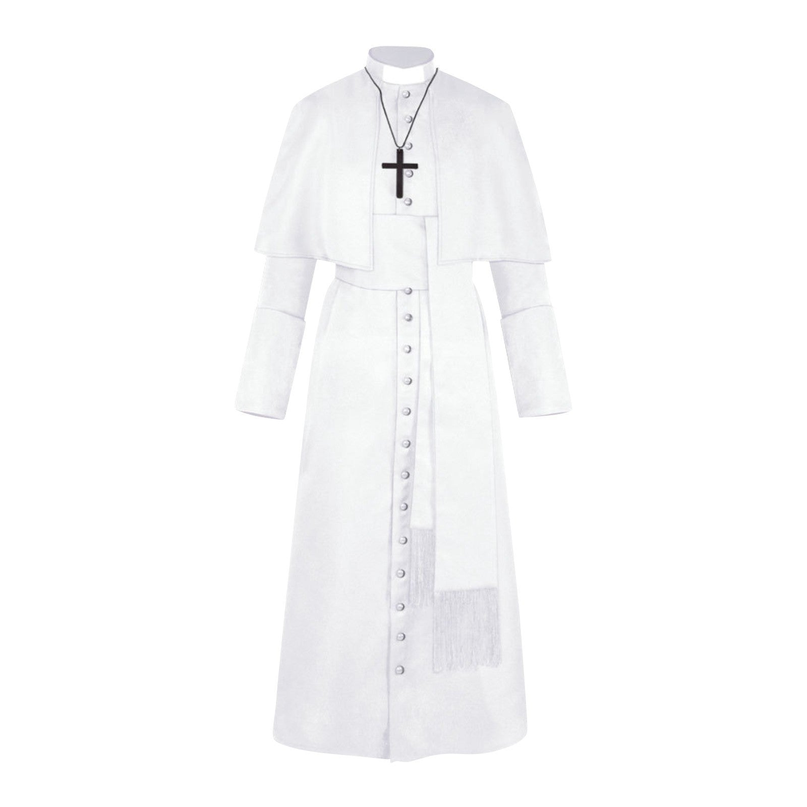 Medieval Renaissance Retro Priest Cosplay Costumes Catholic Church Religion Papal Priest Mass Preacher Solid Robe Clergy Cassock