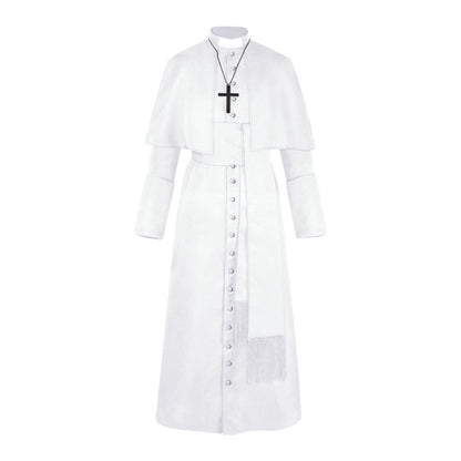 Medieval Renaissance Retro Priest Cosplay Costumes Catholic Church Religion Papal Priest Mass Preacher Solid Robe Clergy Cassock