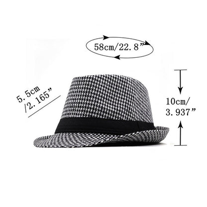 Primavera Verão Novo Chapéu Xadrez Vintage Masculino Chapéu de Lã para Homens de Meia-Idade e Idosos Chapéu de Cavalheiro Chapéu de Jazz