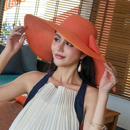 Chapéu Feminino Dobrável de Palha de Verão para Praia, Viseiras de Viagem, Proteção Facial Feminina, Boné Balde com Proteção UV, Chapéu de Sol Panamá para Meninas, Atacado