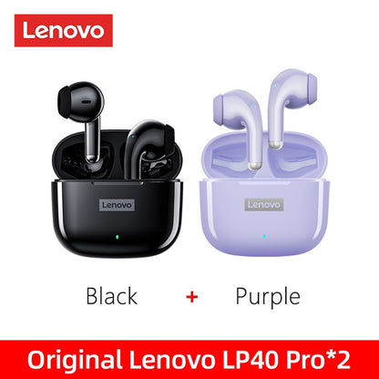 Fone de Ouvido TWS Original Lenovo LP40 Pro 100% Sem Fio Bluetooth 5.1 Esportivo com Redução de Ruído Controle de Toque 250mAh Novo 2022