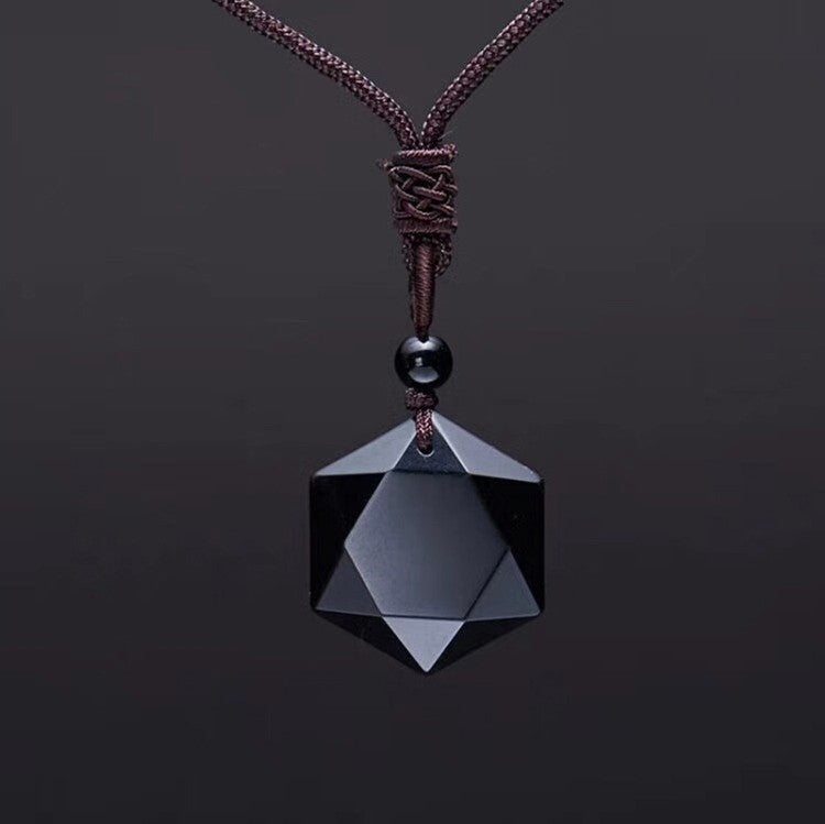 Colar com Pingente de Obsidiana Preta Nova Moda Pingente Estrela de Obsidiana Joias de Cristal da Sorte com Corda Grátis Dropshipping
