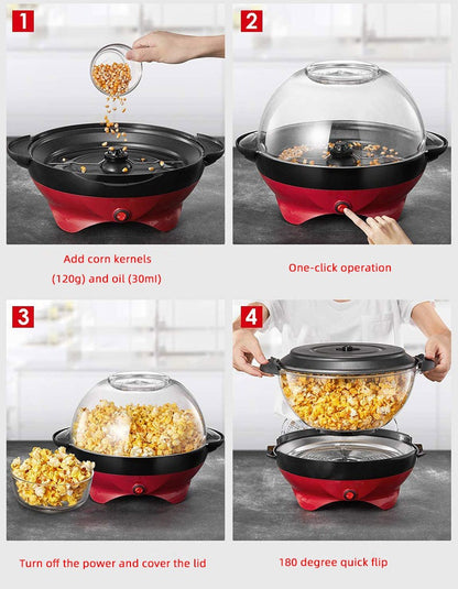 Máquina de pipoca elétrica doméstica 850W máquina de pipoca quente automática pipoqueira caseira DIY Popcorn Movie Snack Sonifer Popper
