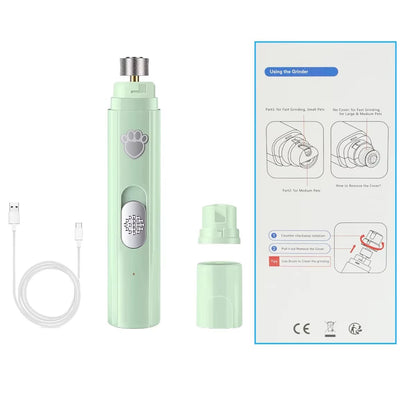 Lixador Elétrico de Unhas para Cães Cortador de Unhas Pet Recarregável USB Aparador de Unhas Pet Indolor com Roda Polidora para Animais de Estimação Pequenos/Grandes