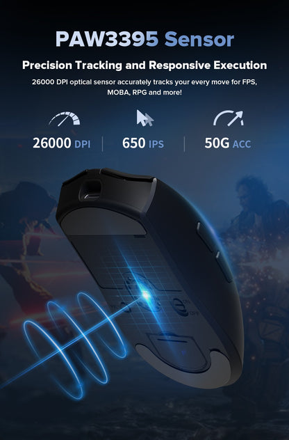 Delux M600 Series Wireless Gaming Mouse 52g Lightweight 2.4G Dual Mode Connection 26000DPI Macro Rechargeable Mice for PC Gamer