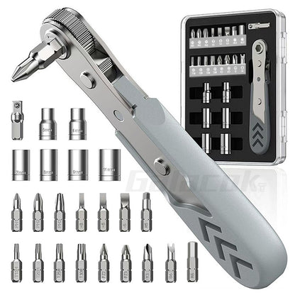 Jogo de Chave de Fenda Catraca de Ângulo Reto 24 em 1, Mini Catraca de 36 Dentes, Jogo de Chave Soquete, Ferramenta de Reparo Automotivo, Jogo de Ferramentas Manuais