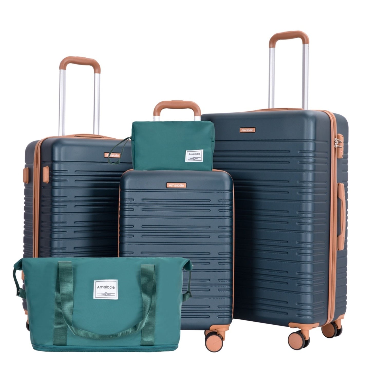 Conjuntos de Malas com 3 Peças e Rodas Duplas Giratórias, Conjunto de Malas de Viagem Rígidas em ABS com Trava TSA