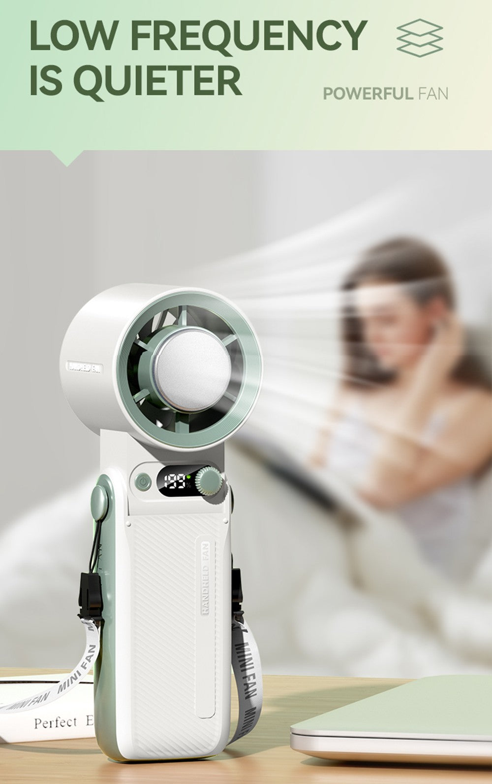 Handheld Turbo Fan, 199 Speed Settings, USB Cooling, Long Battery Life, Quiet And Portable For Outdoor