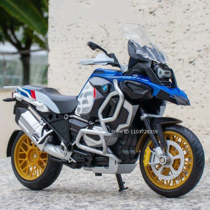 1:12 Suzuki GSX1000R R1250GS Liga Diecast Brinquedos Modelos de Motocicletas Carro com Luz Absorção de Choque Miniatura Moto Meninos Presentes