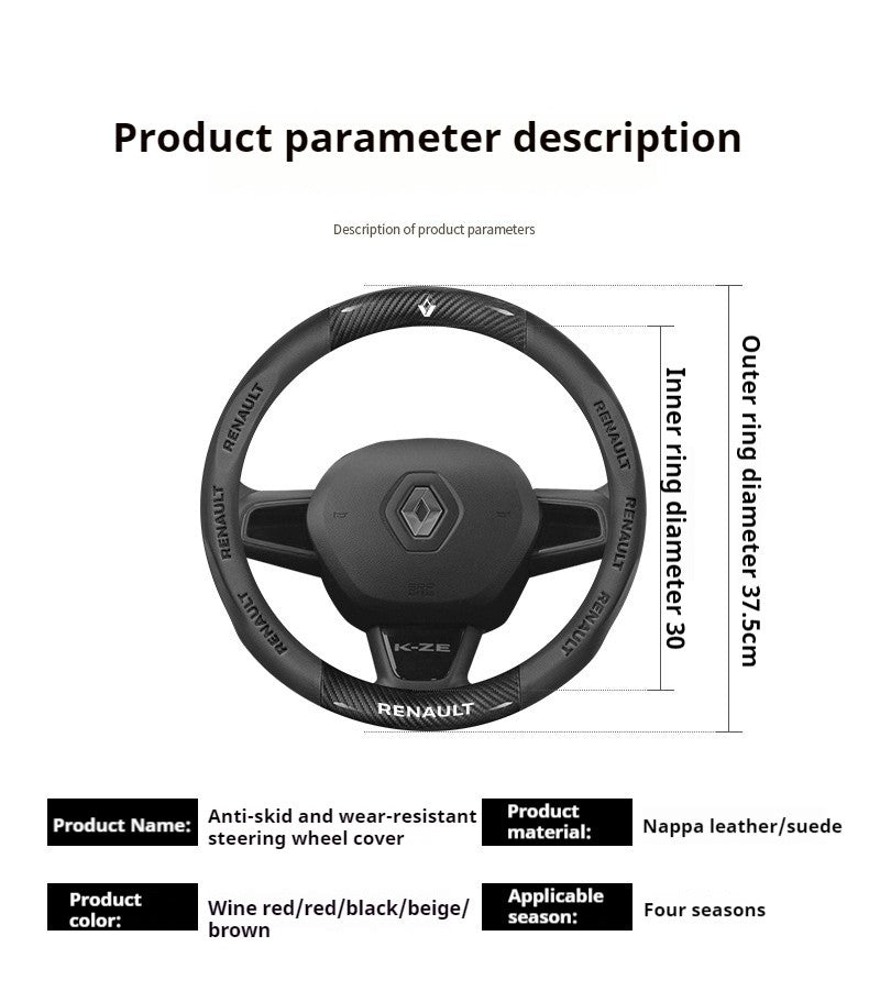 Capa de Volante de Carro em Fibra de Carbono para Renault Scenic Clio Laguna 2 3 4 5 Kangoo Fluence Megane Trafic Talisman Twingo Kaptur
