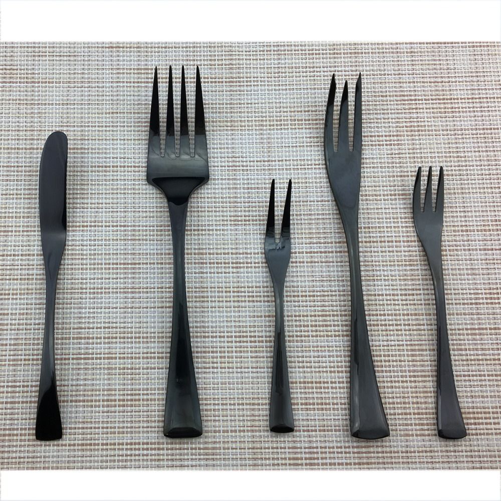 JANKNG Conjunto de Talheres Preto 1 Peça Aço Inoxidável 18/10 Ocidental Talheres de Mesa Garfo Faca de Bife Manteiga Jantar