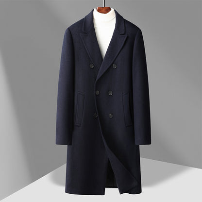 Winter Men's Woolen Coat Thicken Warm Trench Coat Men Wool Casual Double Fashion Breasted Long Overcoat Men