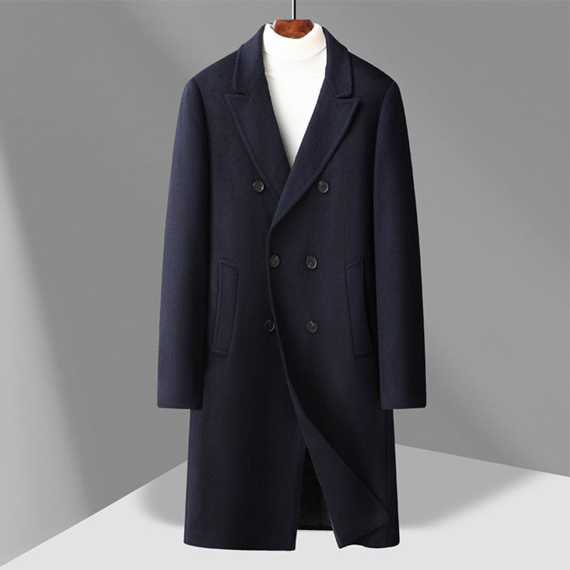 Winter Men's Woolen Coat Thicken Warm Trench Coat Men Wool Casual Double Fashion Breasted Long Overcoat Men