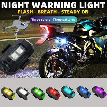 Motorcycle Flashing Lights Car RGB LED Strobe Lights 7 Colors Flash Position Wireless Light Aircraft Airplane Helicopter Warning