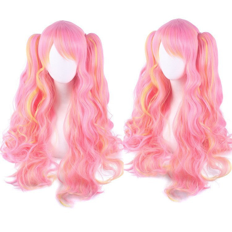 Cosplay Anime Wig Lolita Cute Lolita Double Ponytail Long Curled Hair Fake Hair Synthetic fiber wig
